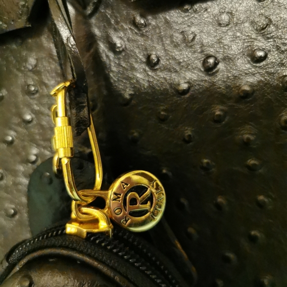 Ostrich Kelly black bag with coin wallet - Picture 3 of 4